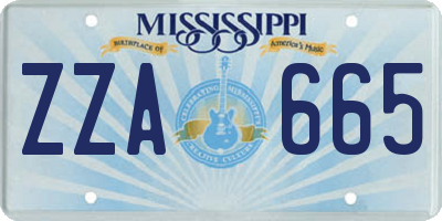 MS license plate ZZA665