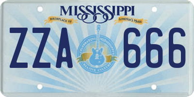 MS license plate ZZA666