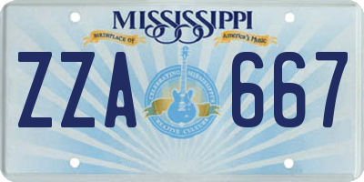 MS license plate ZZA667