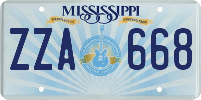 MS license plate ZZA668