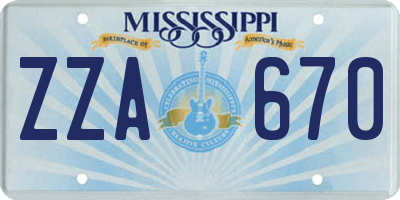 MS license plate ZZA670