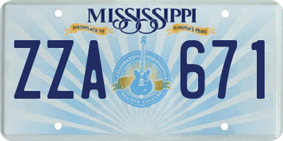 MS license plate ZZA671