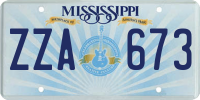 MS license plate ZZA673
