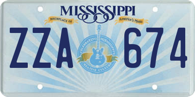 MS license plate ZZA674