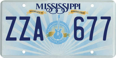 MS license plate ZZA677