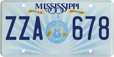 MS license plate ZZA678