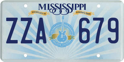 MS license plate ZZA679
