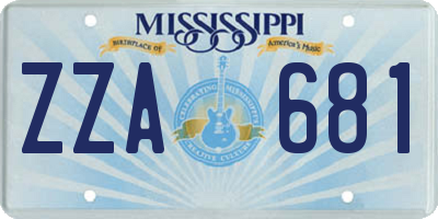 MS license plate ZZA681