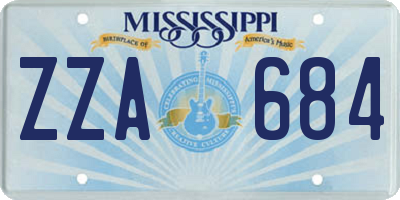 MS license plate ZZA684