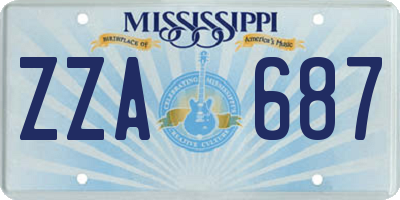 MS license plate ZZA687