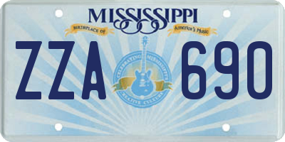 MS license plate ZZA690