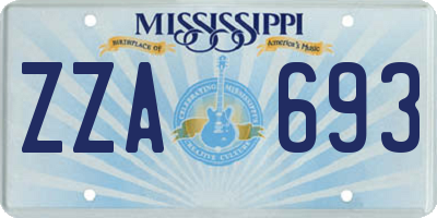 MS license plate ZZA693