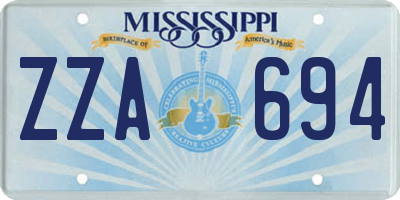 MS license plate ZZA694