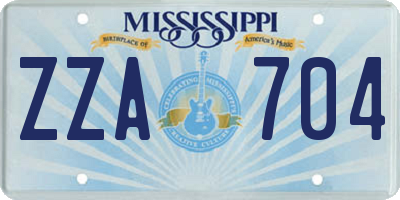 MS license plate ZZA704