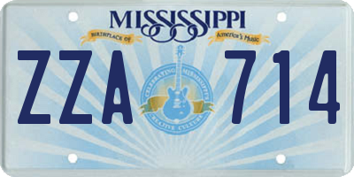 MS license plate ZZA714