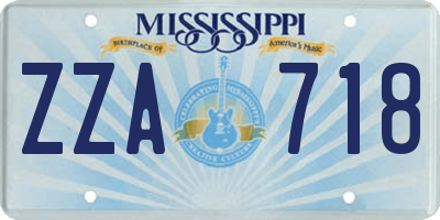 MS license plate ZZA718