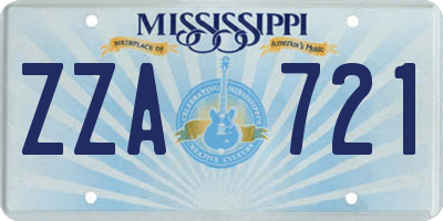 MS license plate ZZA721