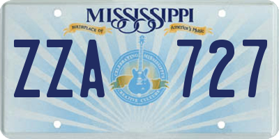 MS license plate ZZA727