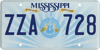 MS license plate ZZA728