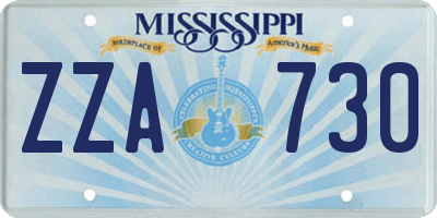 MS license plate ZZA730