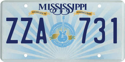 MS license plate ZZA731