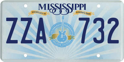 MS license plate ZZA732
