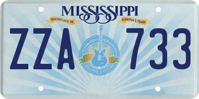 MS license plate ZZA733