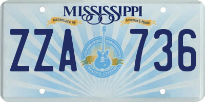 MS license plate ZZA736