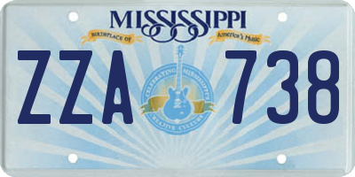 MS license plate ZZA738