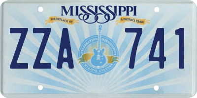 MS license plate ZZA741