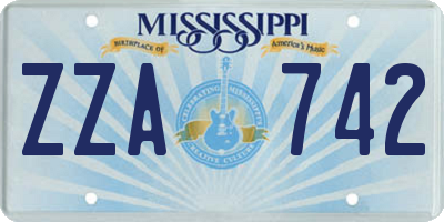 MS license plate ZZA742