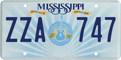 MS license plate ZZA747