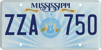 MS license plate ZZA750