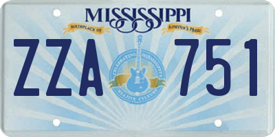 MS license plate ZZA751
