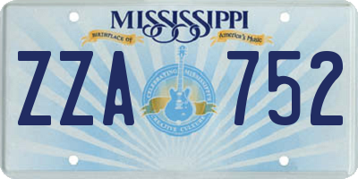 MS license plate ZZA752