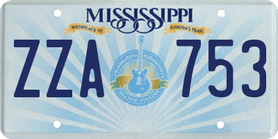 MS license plate ZZA753