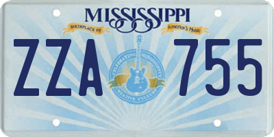 MS license plate ZZA755