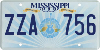 MS license plate ZZA756