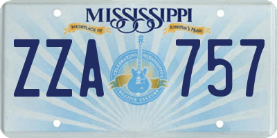 MS license plate ZZA757