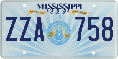 MS license plate ZZA758