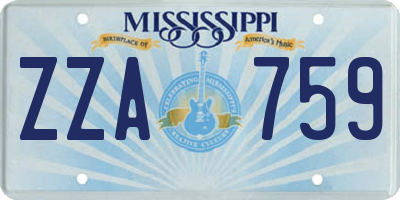 MS license plate ZZA759