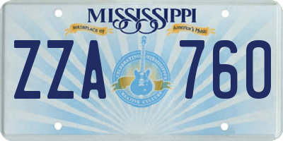 MS license plate ZZA760