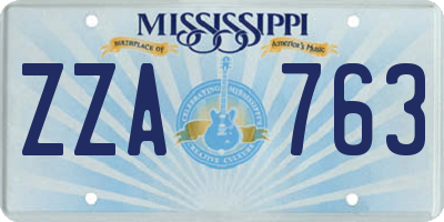 MS license plate ZZA763
