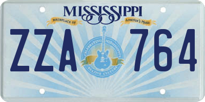 MS license plate ZZA764