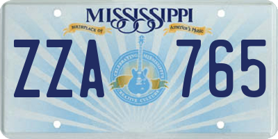 MS license plate ZZA765