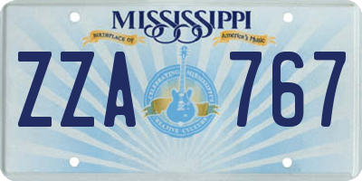 MS license plate ZZA767