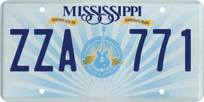 MS license plate ZZA771