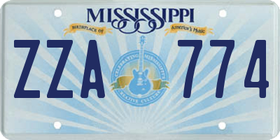 MS license plate ZZA774