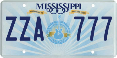 MS license plate ZZA777