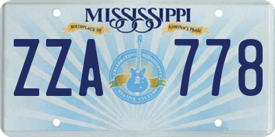 MS license plate ZZA778